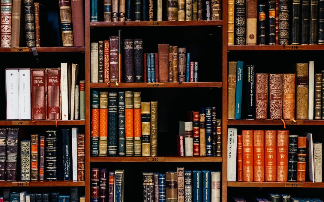 assorted-title of books piled in the shelves